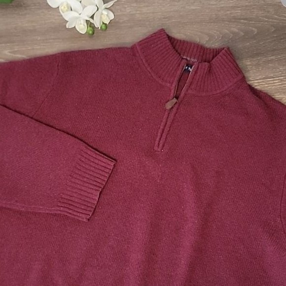 Grant‎ Thomas Men's XL 100% Wool Quarter-zip Sweater Burgundy - Picture 1 of 6